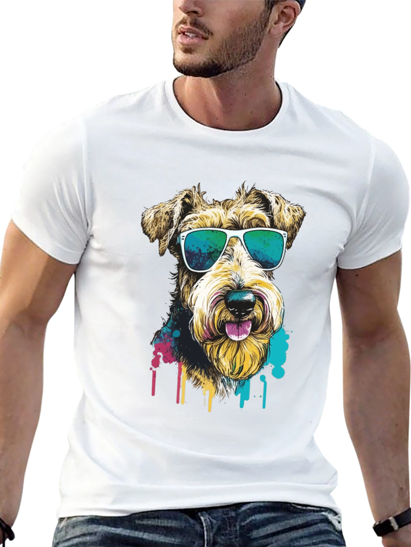 Cool Dog Graphic Tee - Black Cotton Shirt
