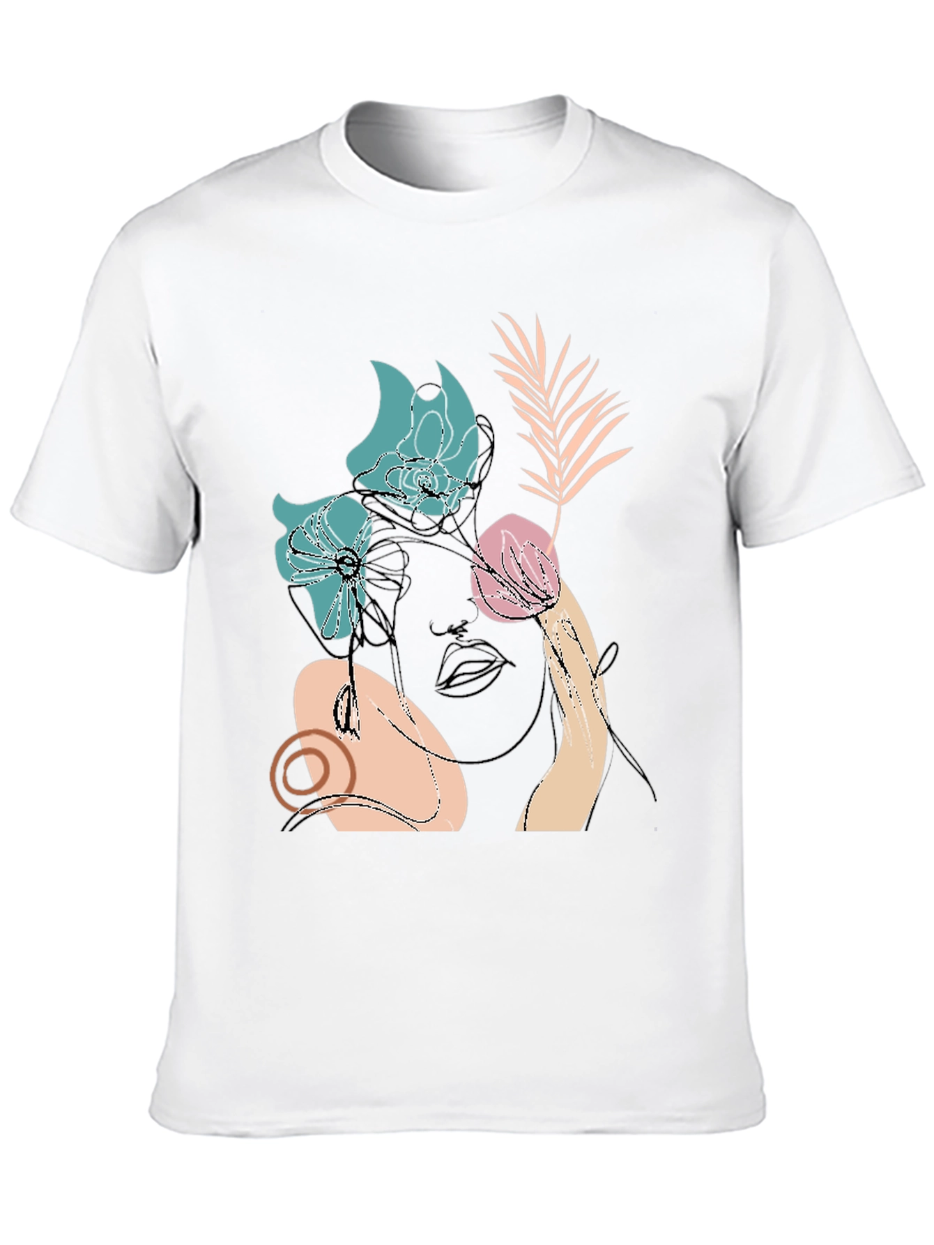 Abstract Floral Line Art Black Graphic Tee