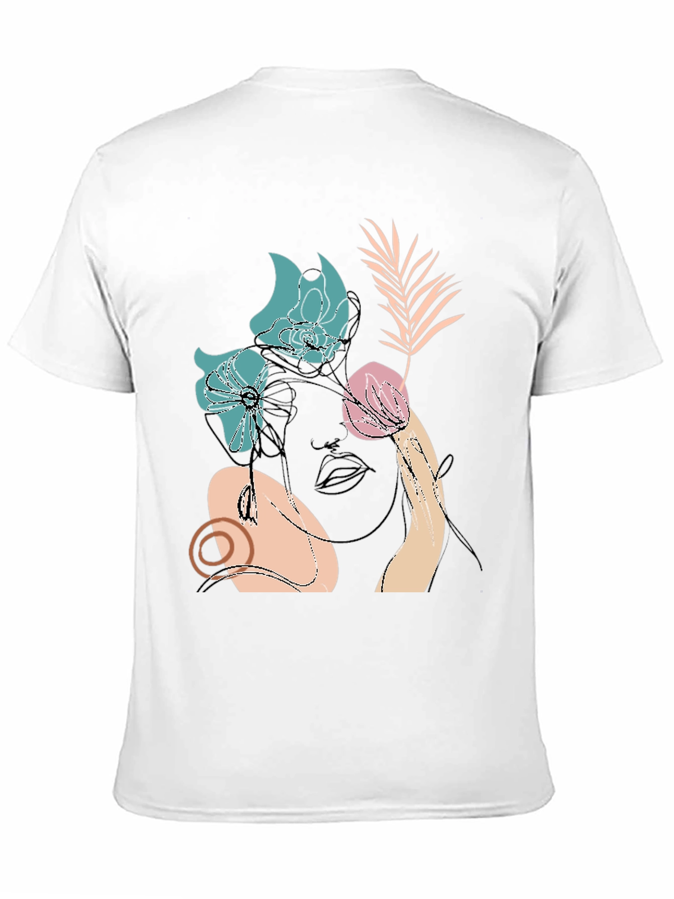 Abstract Floral Line Art Black Graphic Tee