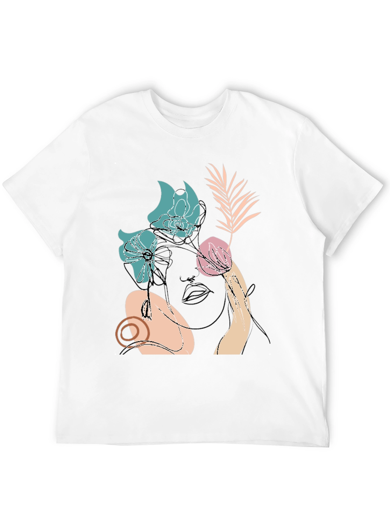 Abstract Floral Line Art Black Graphic Tee