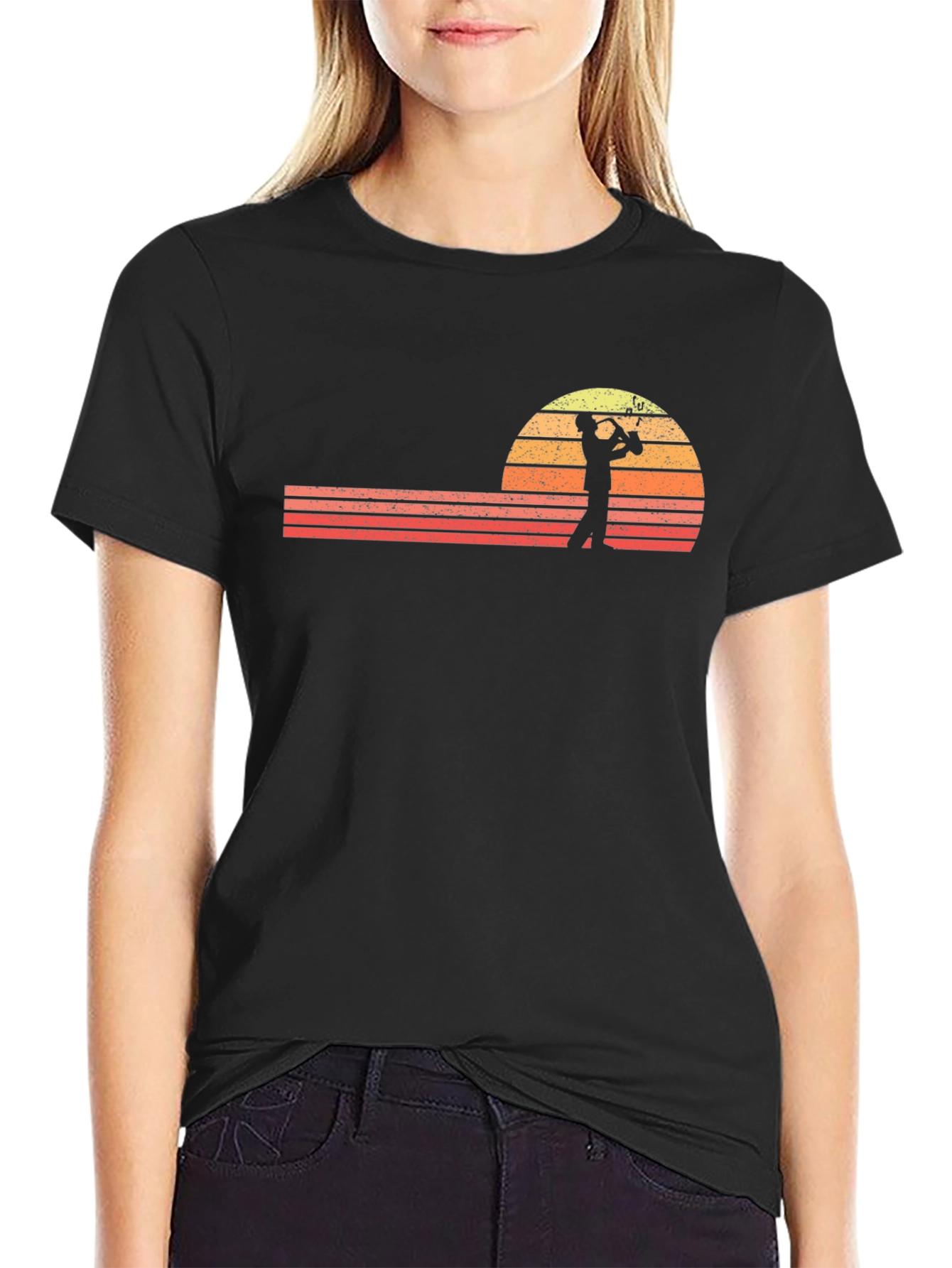 Saxophone Sunset Graphic Tee - Retro Style