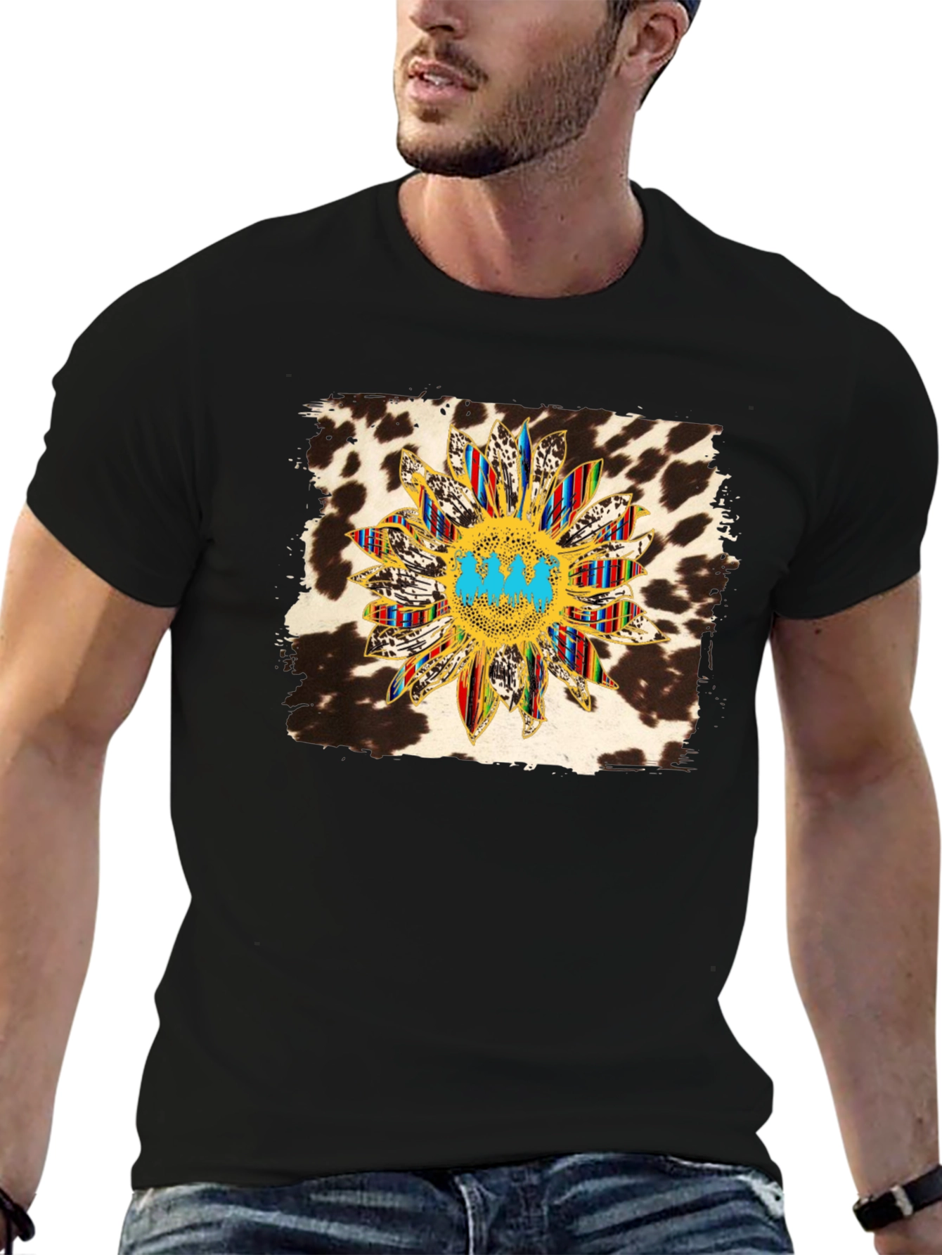 Sunflower Cow Print Graphic Tee