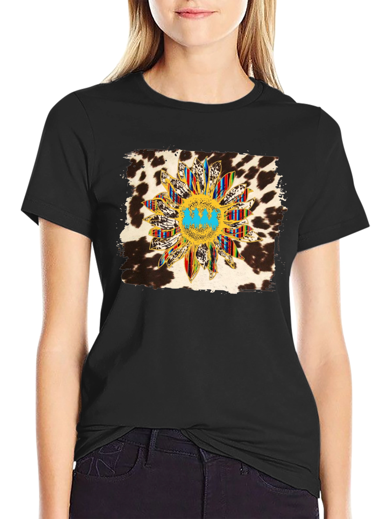 Sunflower Cow Print Graphic Tee