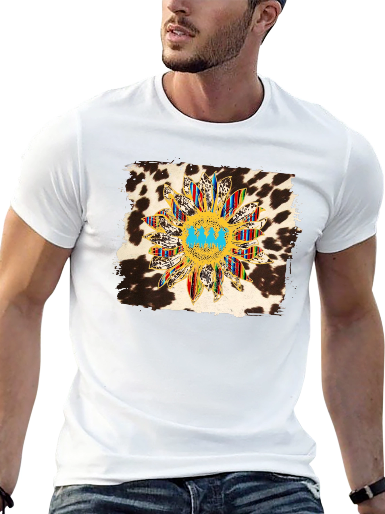 Sunflower Cow Print Graphic Tee