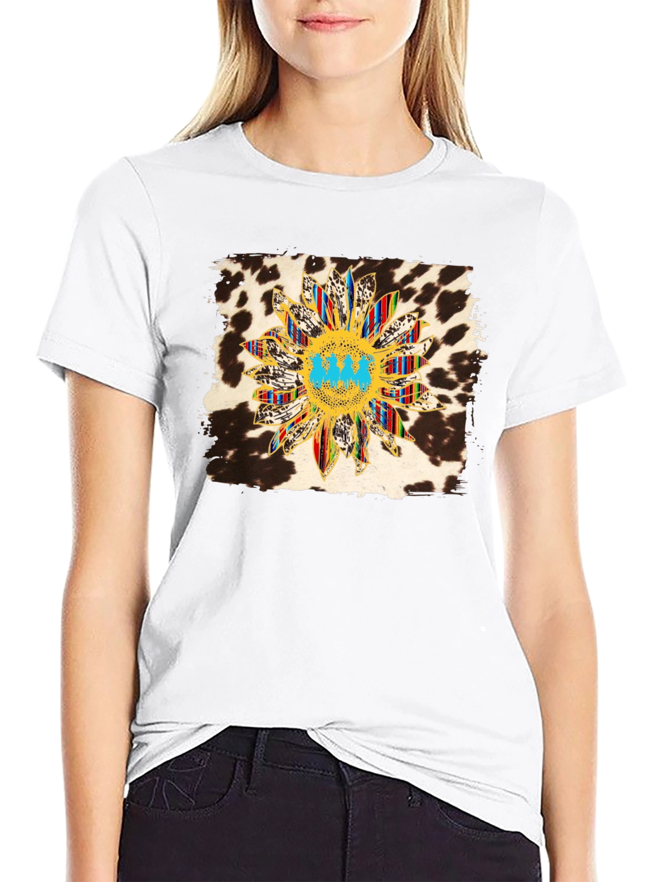 Sunflower Cow Print Graphic Tee