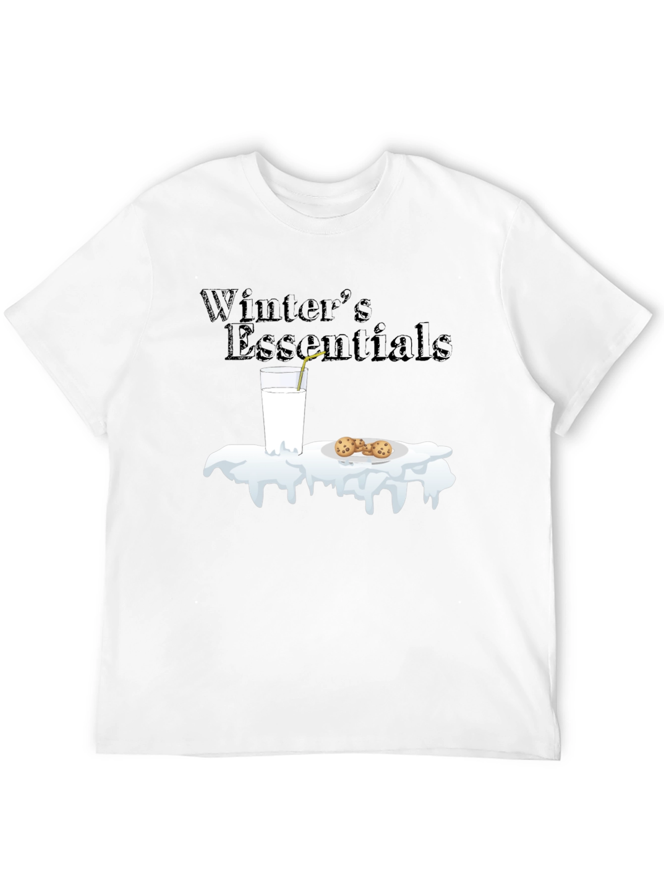 Winter Essentials Milk and Cookies Graphic T-Shirt