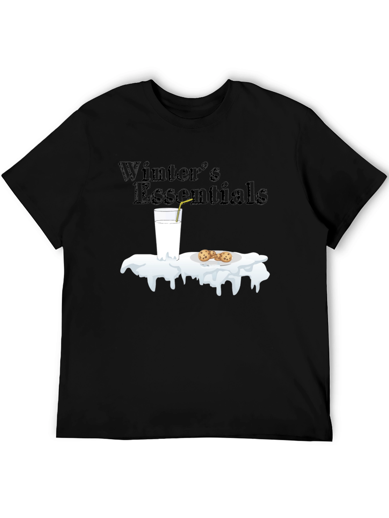 Winter Essentials Milk and Cookies Graphic T-Shirt