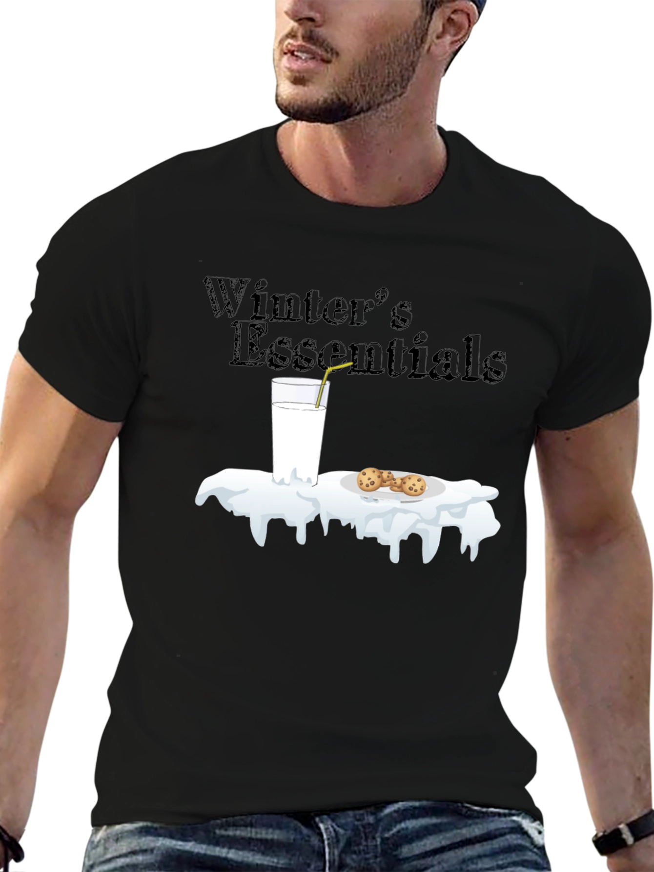 Winter Essentials Milk and Cookies Graphic T-Shirt