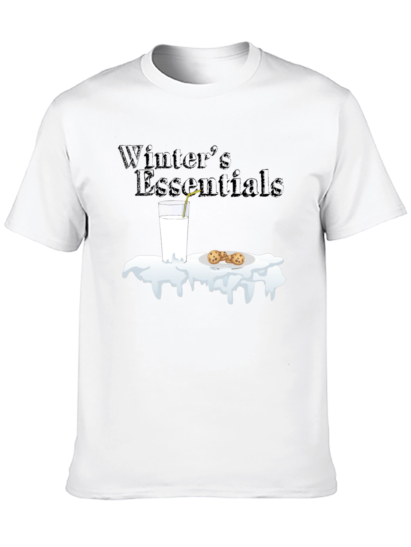 Winter Essentials Milk and Cookies Graphic T-Shirt