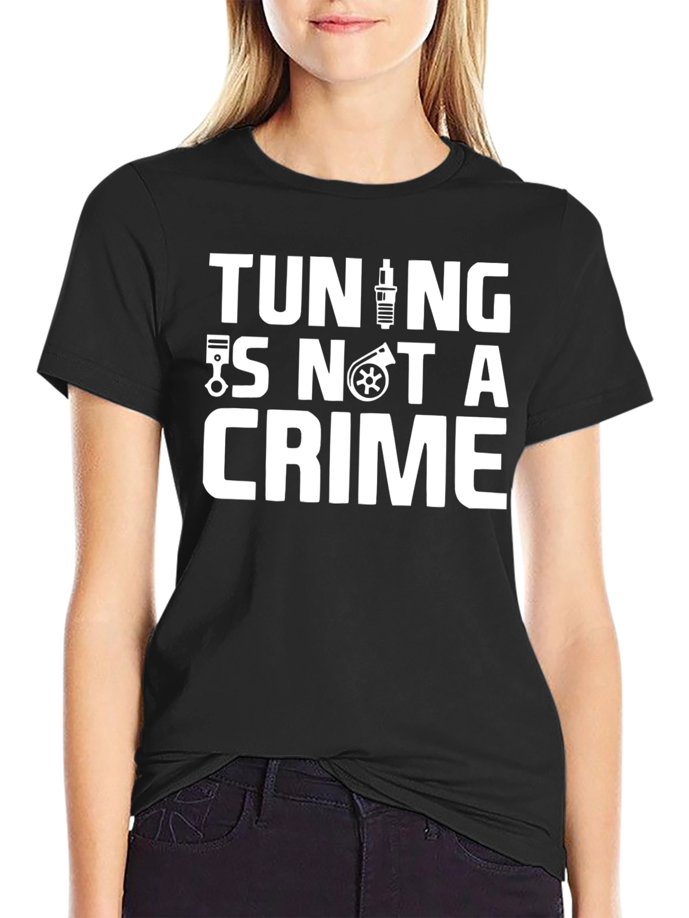 Tuning Is Not A Crime Black Graphic Tee