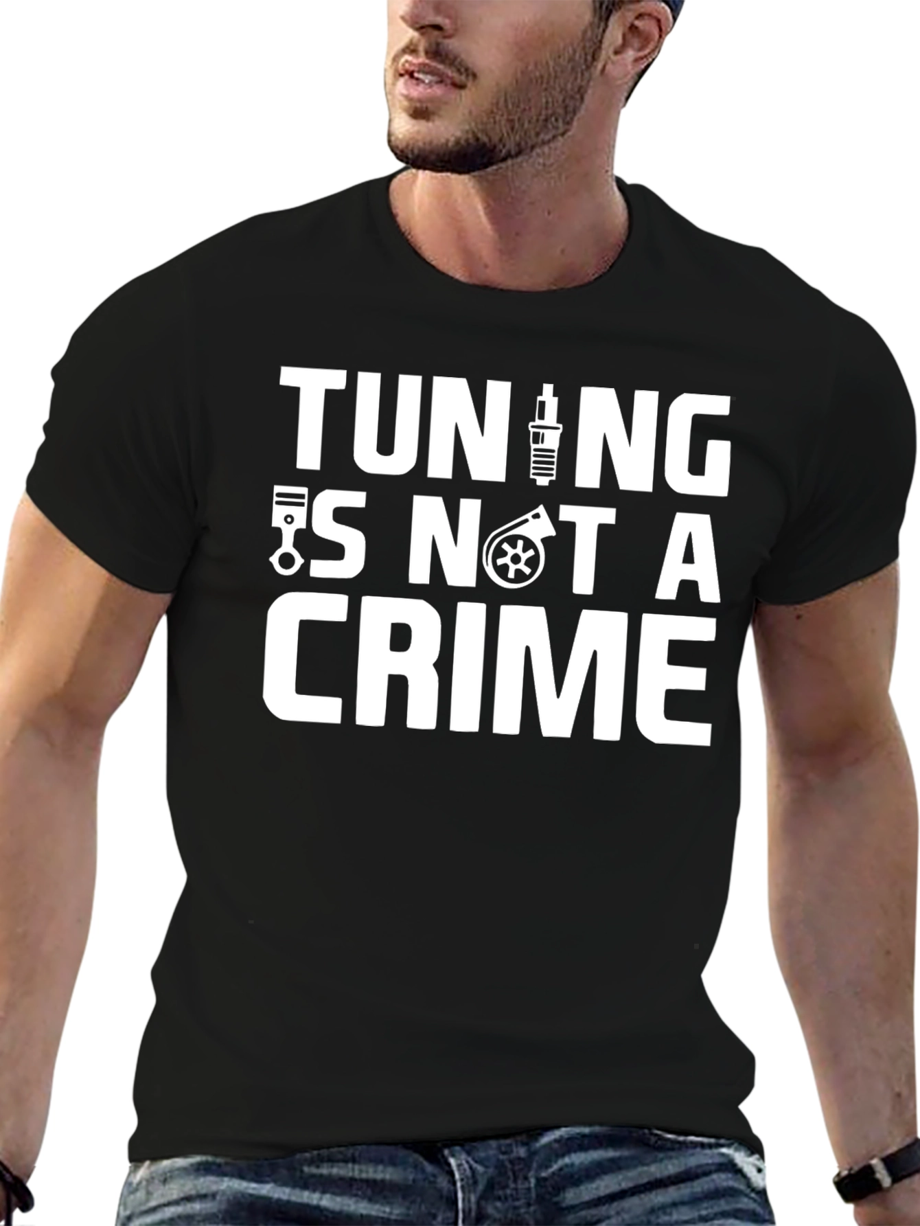 Tuning Is Not A Crime Black Graphic Tee