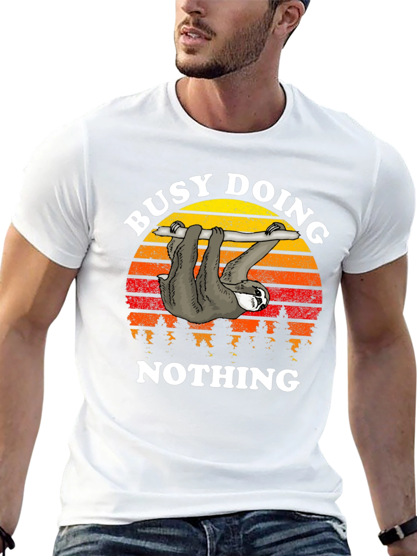 Busy Doing Nothing Sloth Graphic T-Shirt