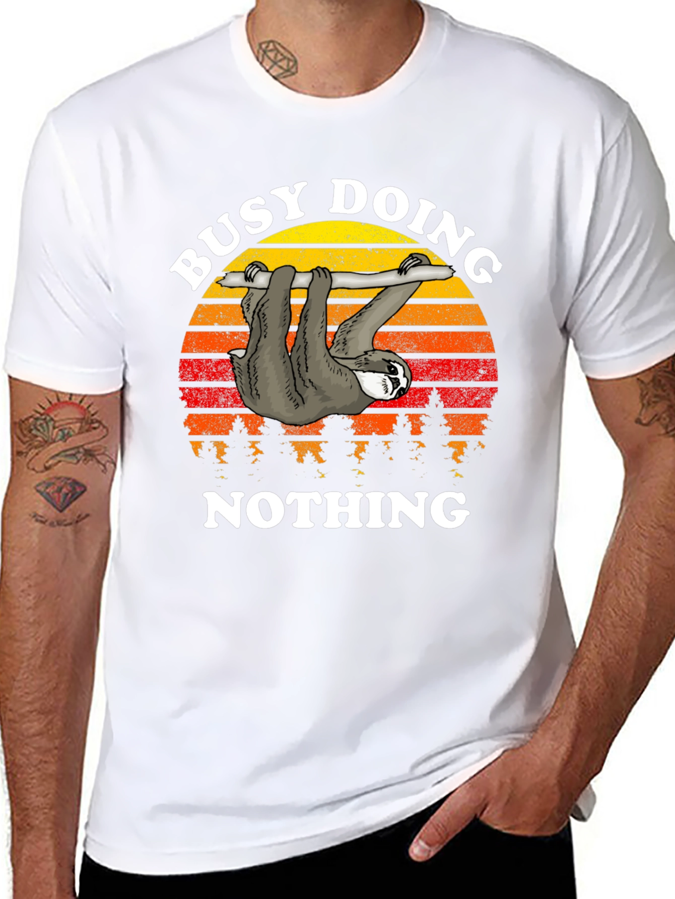 Busy Doing Nothing Sloth Graphic T-Shirt