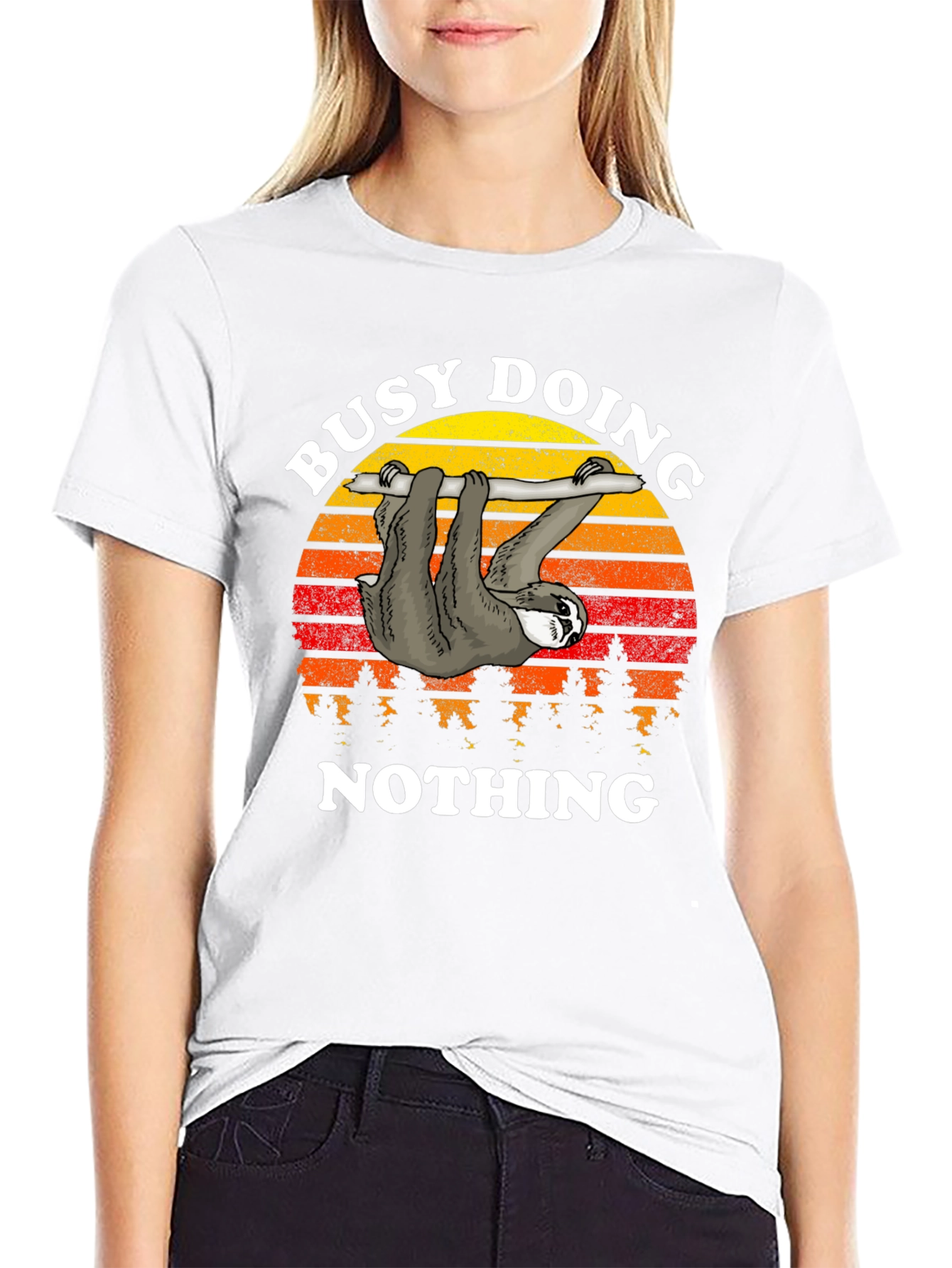 Busy Doing Nothing Sloth Graphic T-Shirt