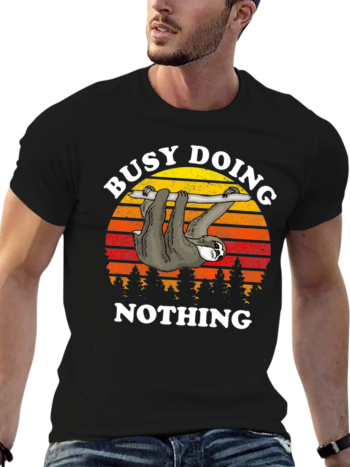Busy Doing Nothing Sloth Graphic T-Shirt