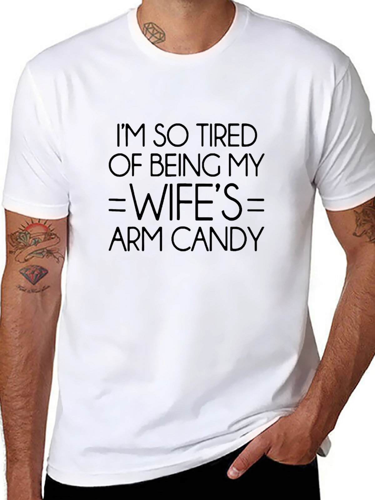 Humorous Mens Wifes Arm Candy Graphic Tee