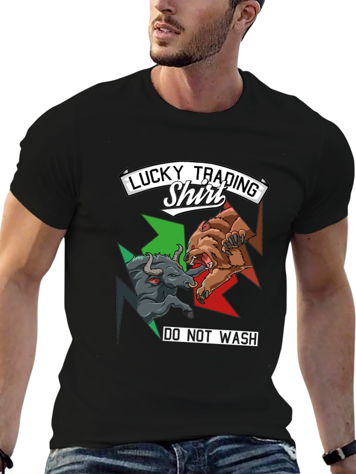 Lucky Trading Shirt - Bull vs Bear Black Tee