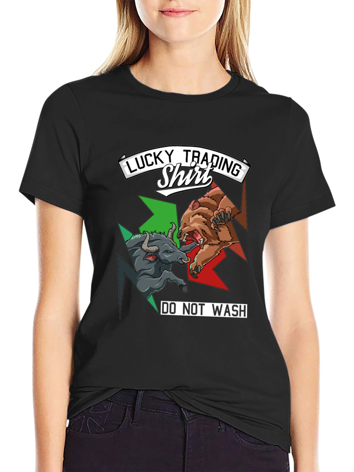 Lucky Trading Shirt - Bull vs Bear Black Tee