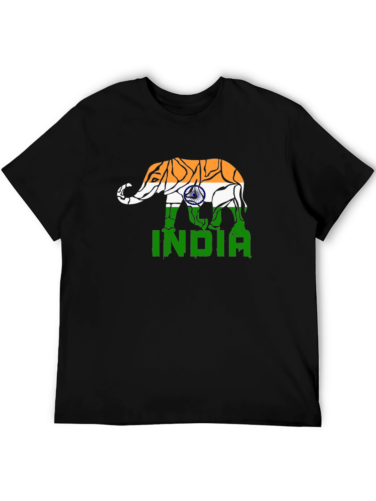 India Elephant Flag Graphic T-Shirt