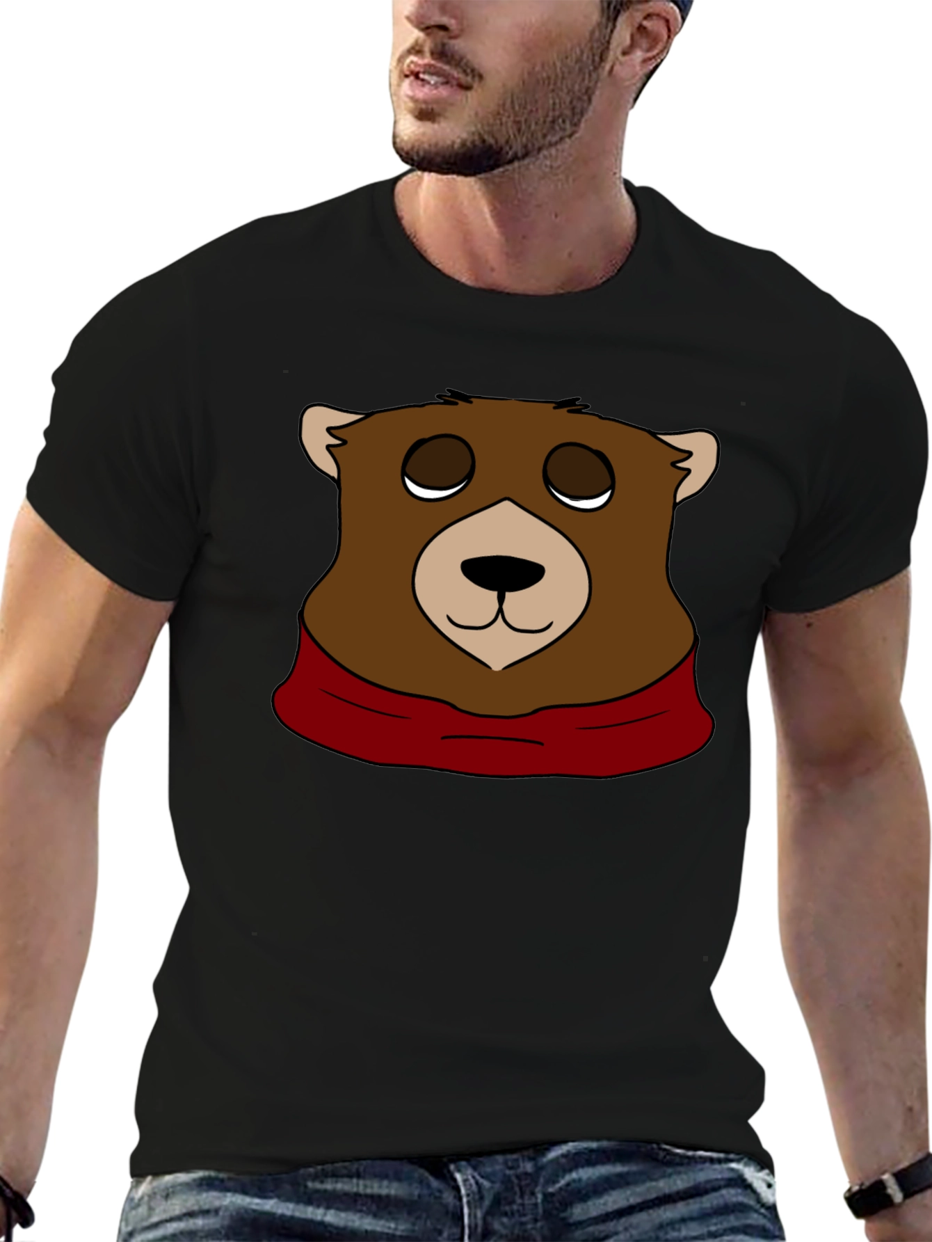 Bear Graphic T-Shirt - Black Casual Tee