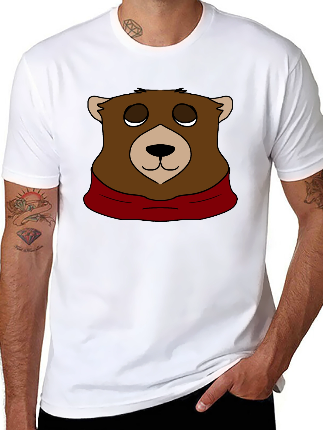 Bear Graphic T-Shirt - Black Casual Tee