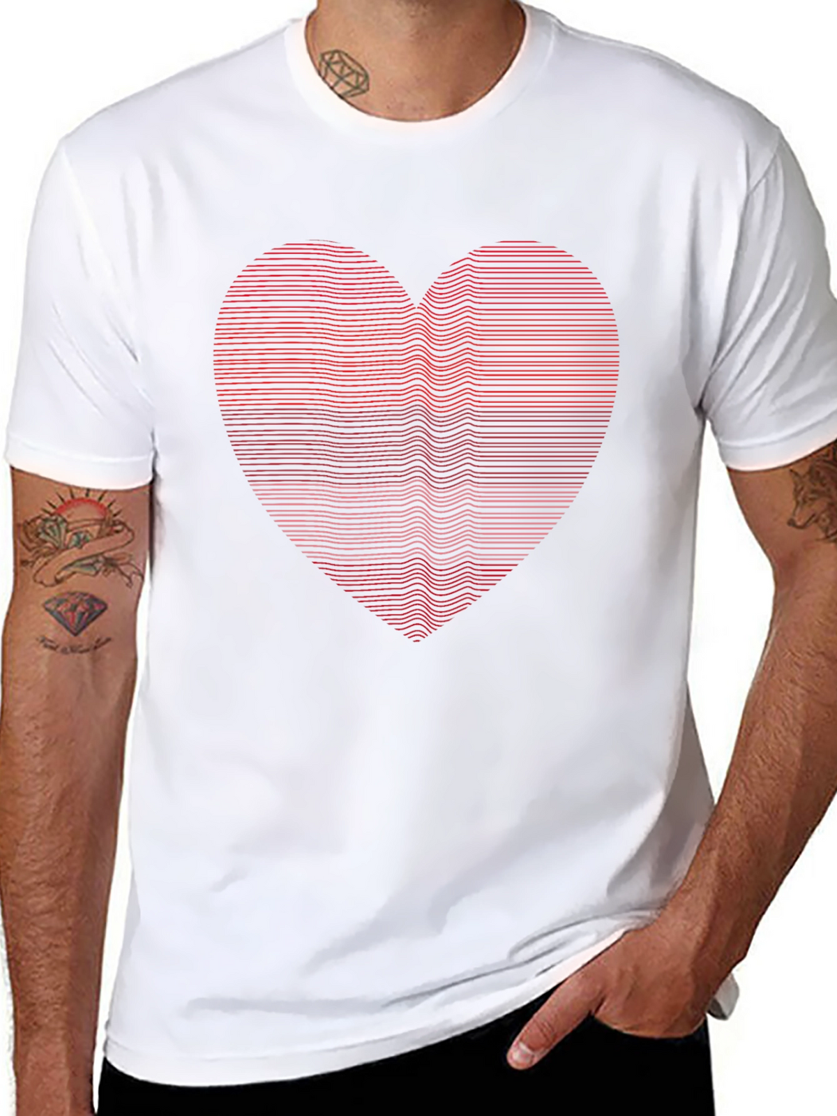 Heart Lines Graphic Tee - Modern Casual Shirt