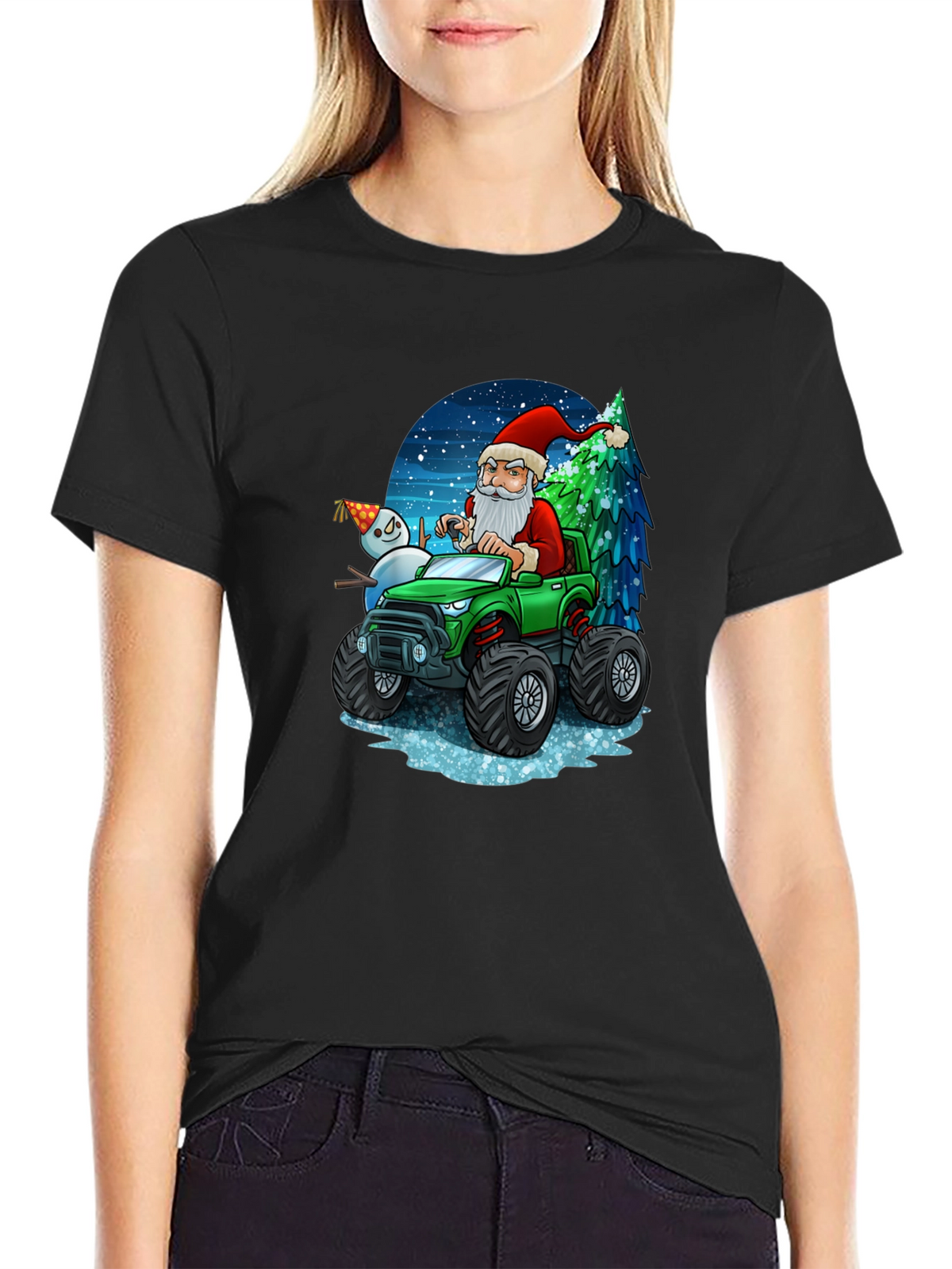 Santas Monster Truck Christmas T-Shirt