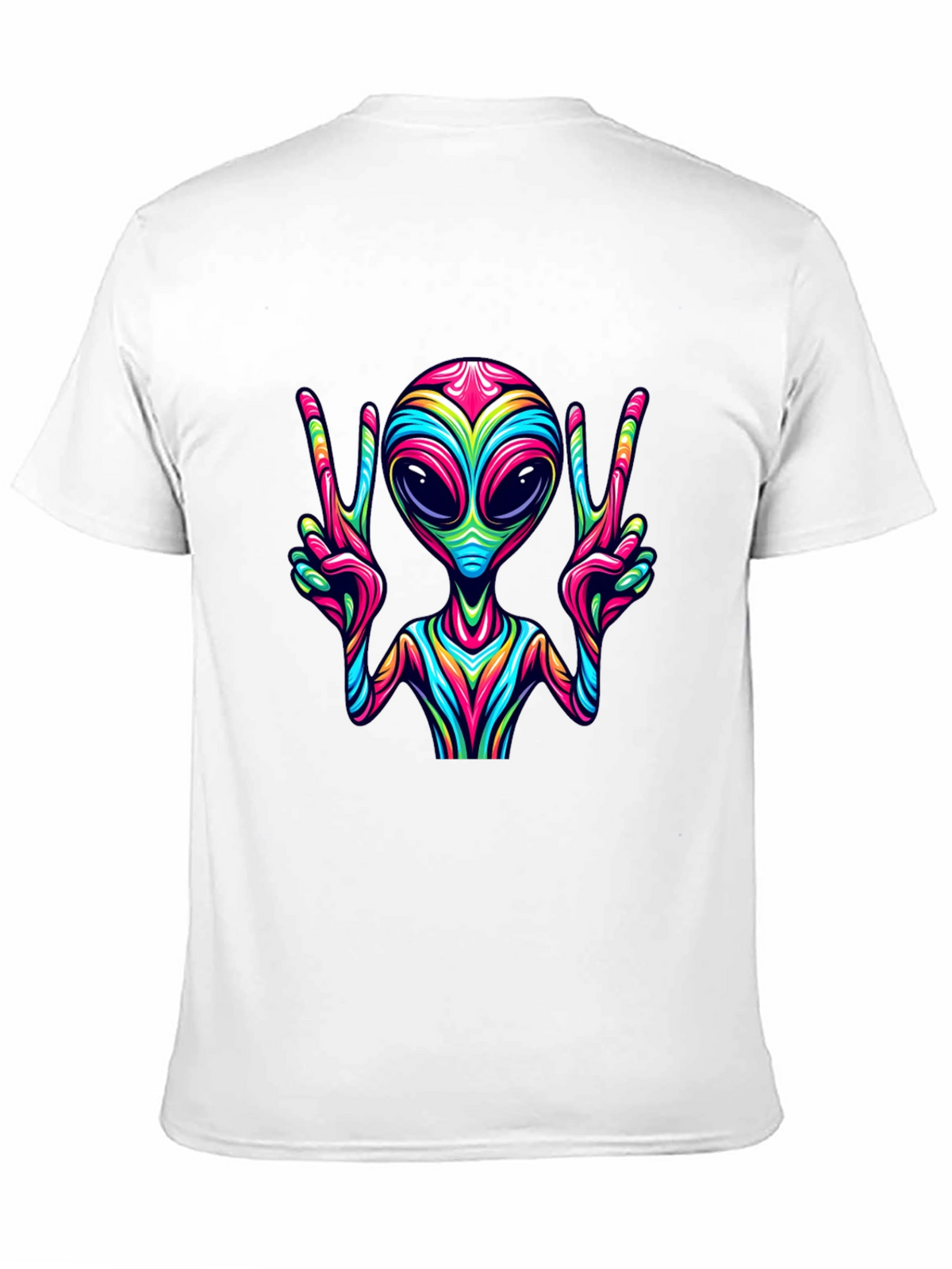 Alien Peace Sign Graphic Tee - Mens Black T-Shirt