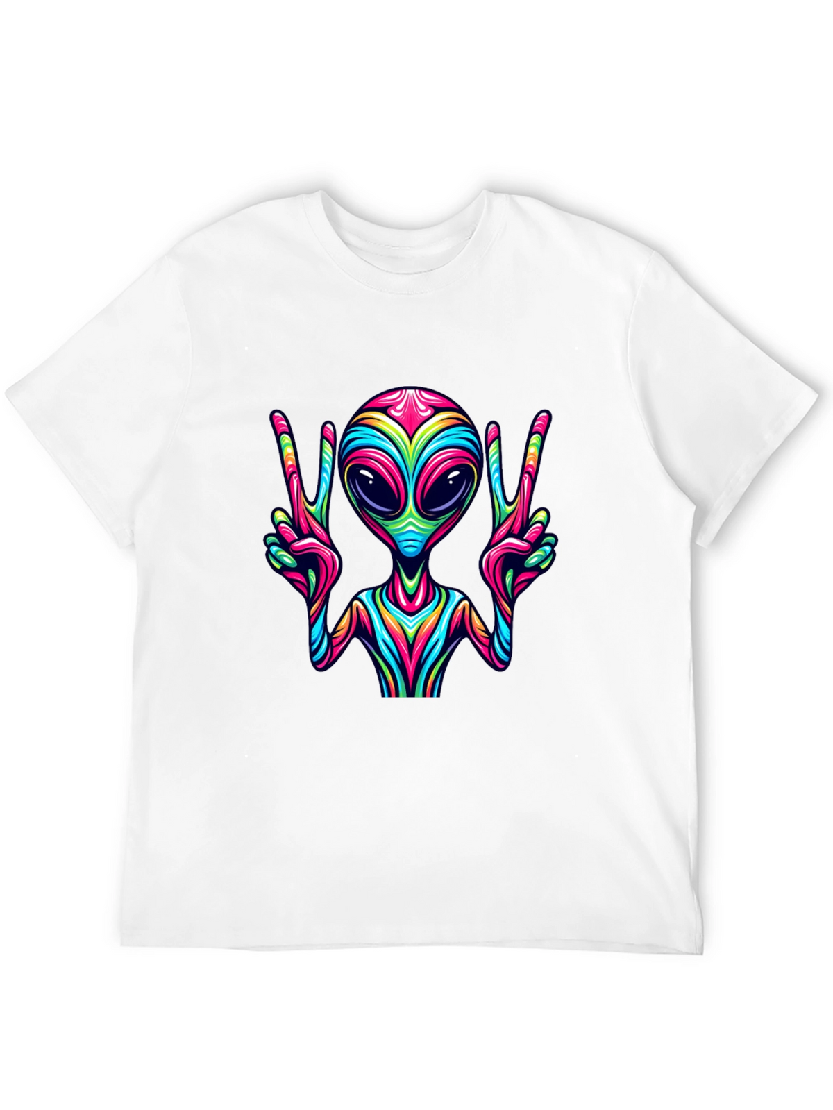 Alien Peace Sign Graphic Tee - Mens Black T-Shirt
