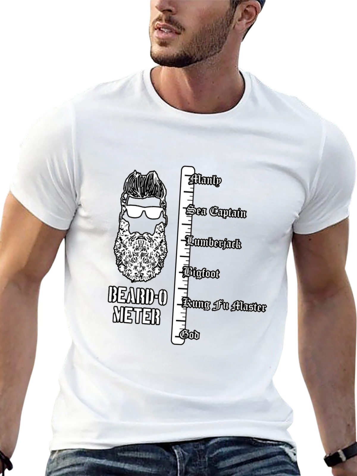 Beard-O-Meter Graphic Tee - Manly Humor T-Shirt