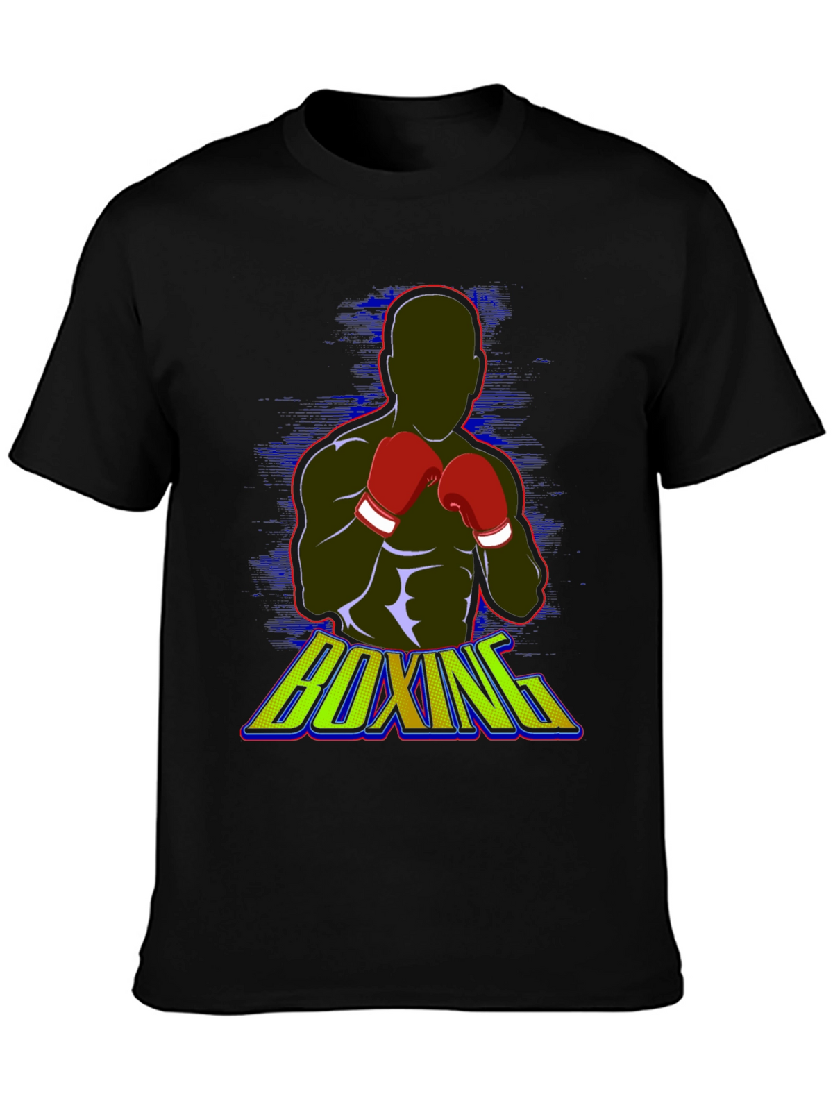 Boxing Graphic Tee - Black Cotton Blend T-Shirt