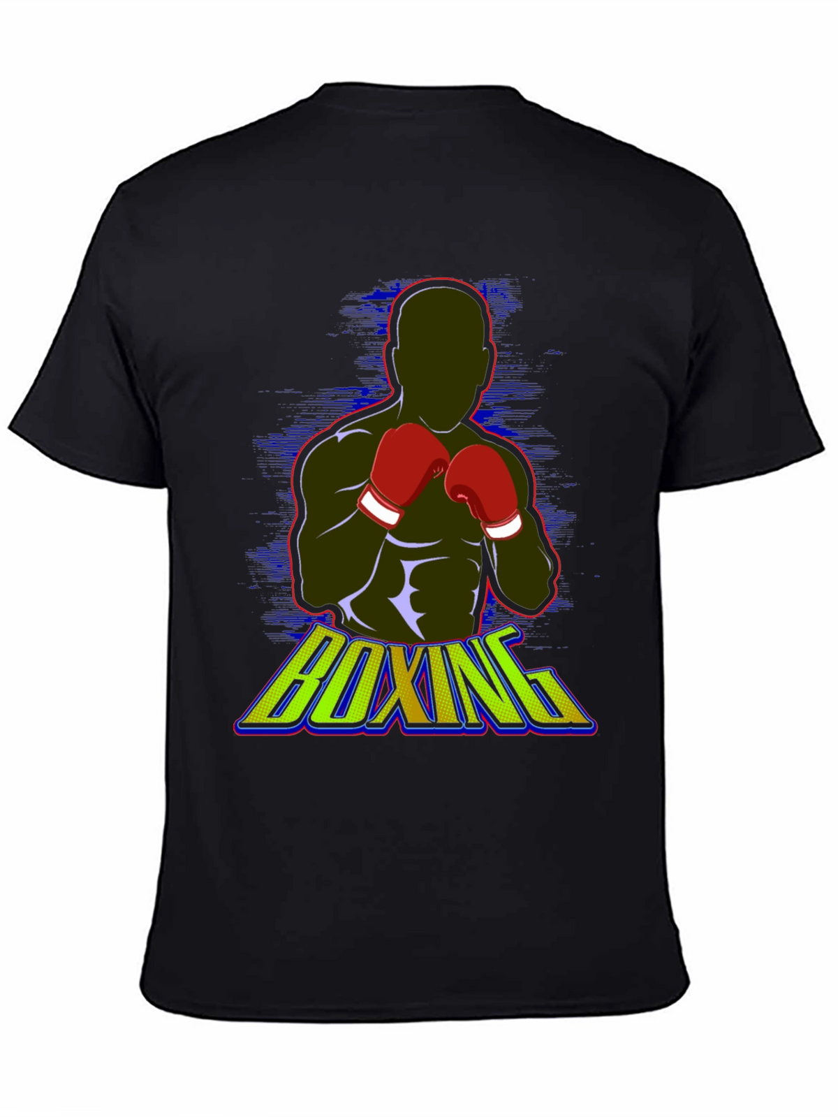 Boxing Graphic Tee - Black Cotton Blend T-Shirt