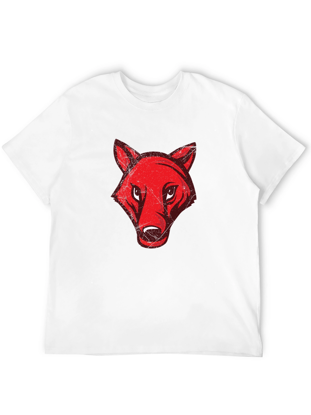 Mens Black T-Shirt with Red Wolf Graphic
