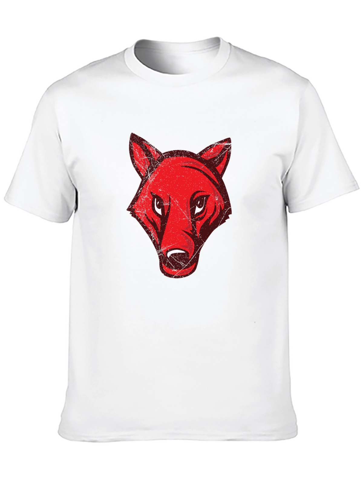 Mens Black T-Shirt with Red Wolf Graphic