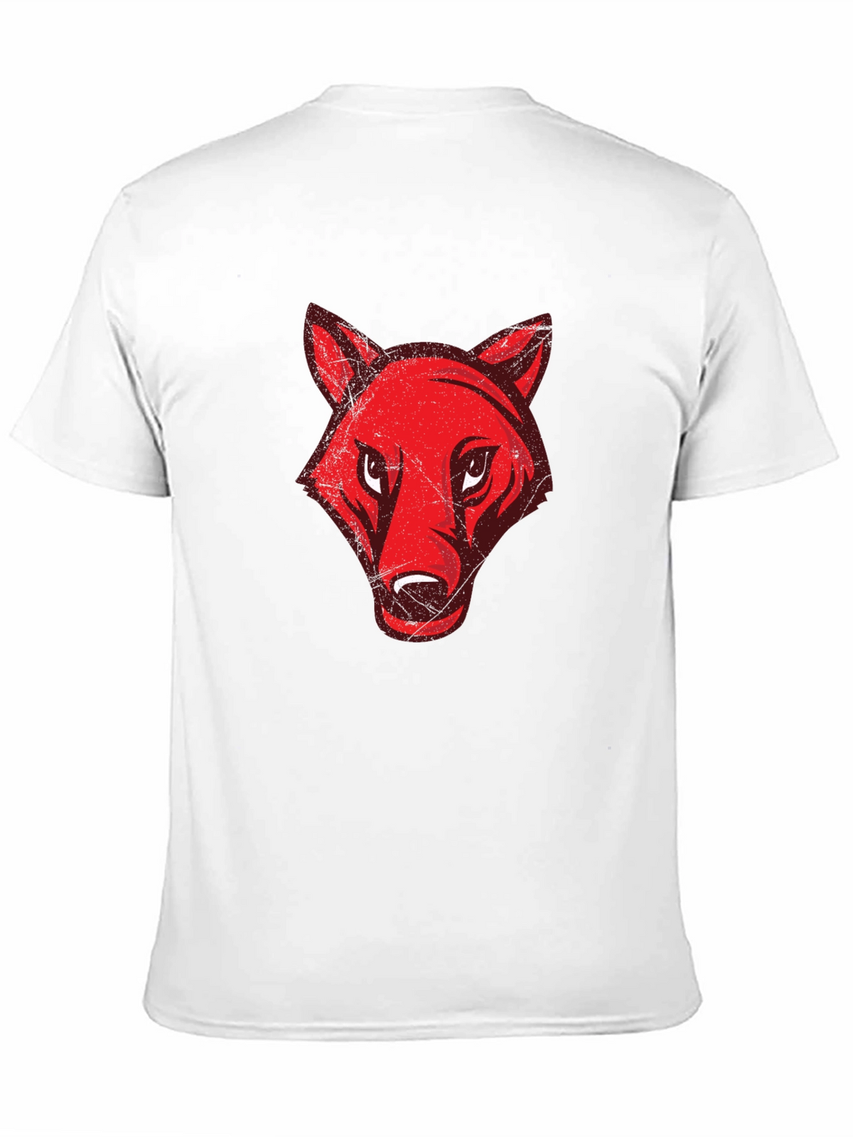 Mens Black T-Shirt with Red Wolf Graphic