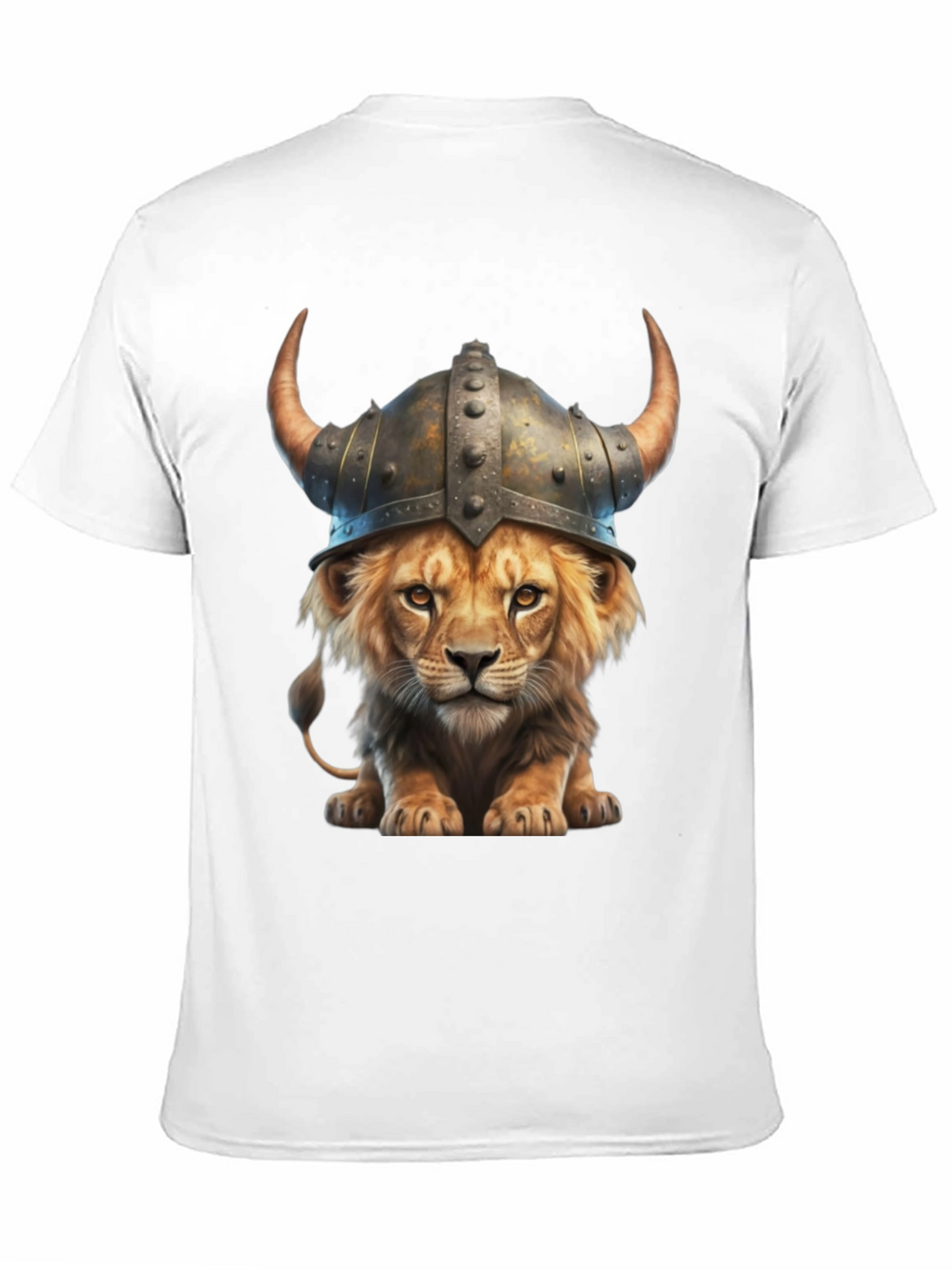 Lion Viking Helmet T-Shirt - Fierce Animal Graphic Tee