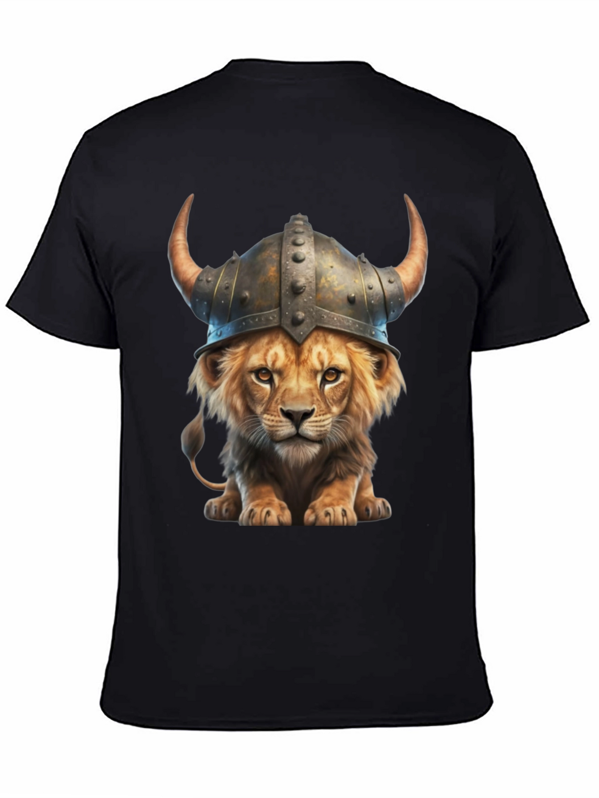Lion Viking Helmet T-Shirt - Fierce Animal Graphic Tee
