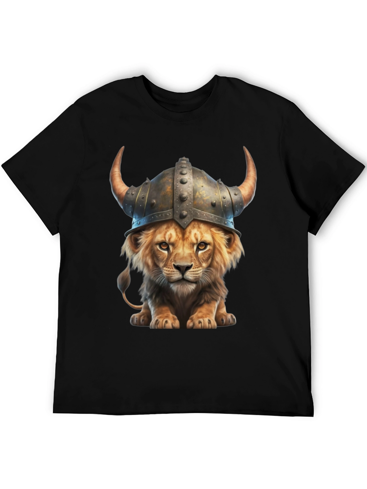 Lion Viking Helmet T-Shirt - Fierce Animal Graphic Tee