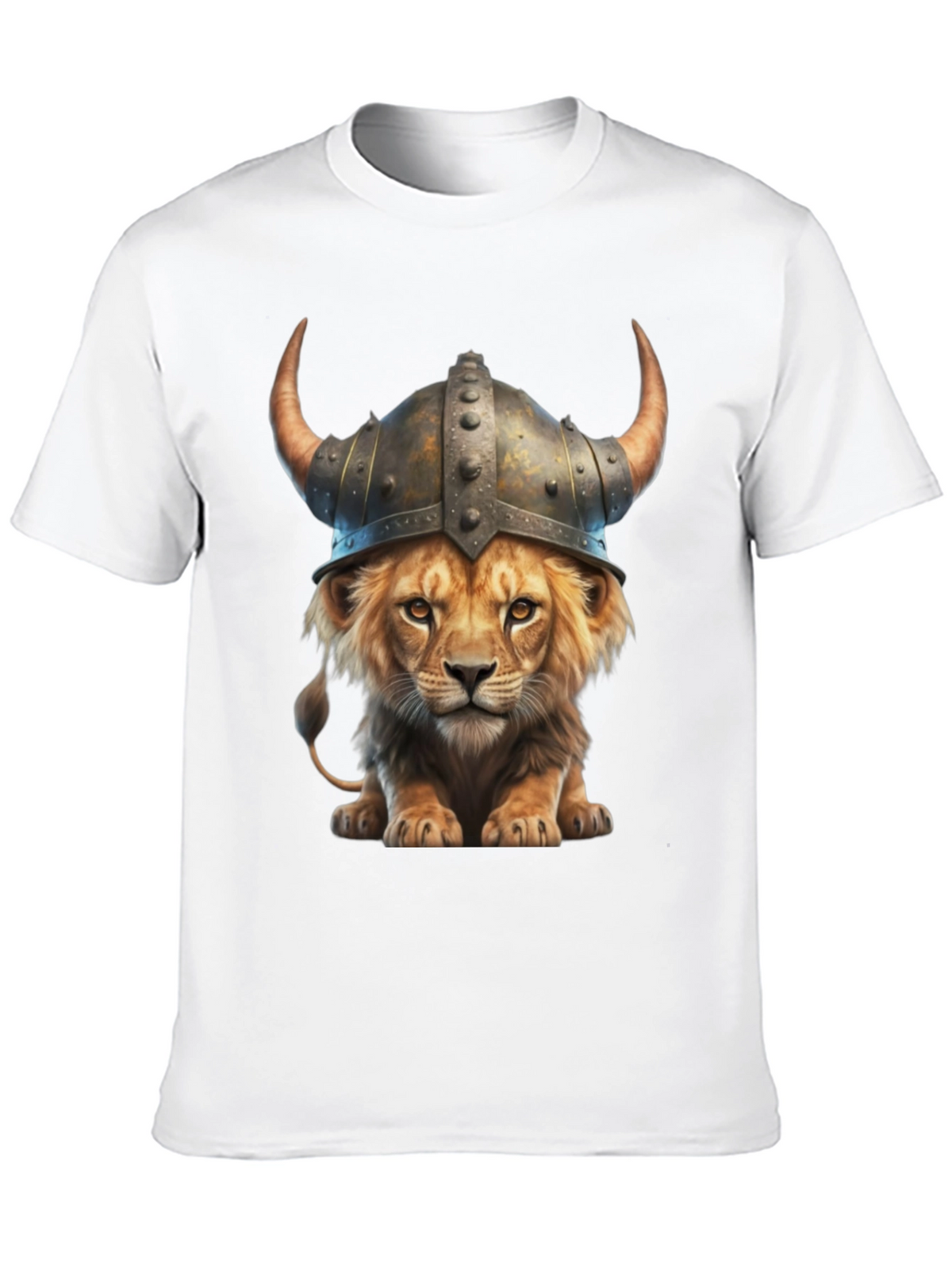 Lion Viking Helmet T-Shirt - Fierce Animal Graphic Tee