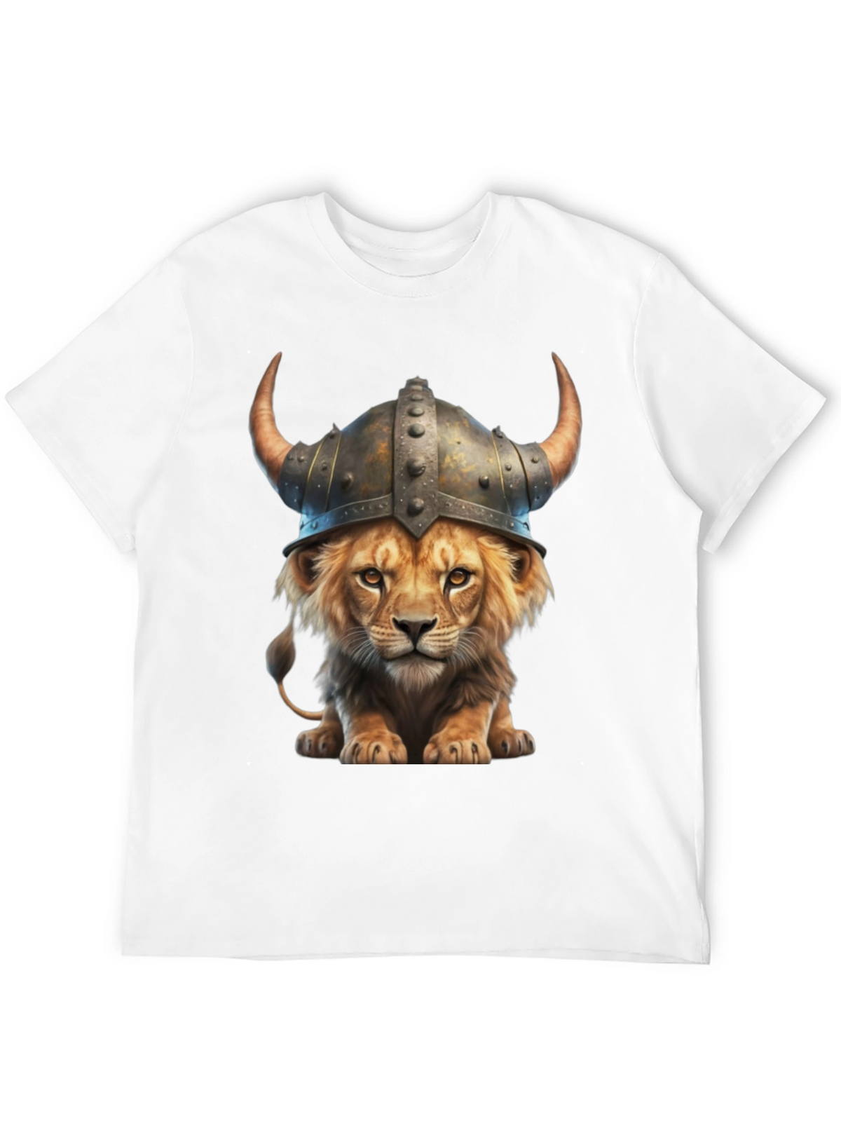 Lion Viking Helmet T-Shirt - Fierce Animal Graphic Tee