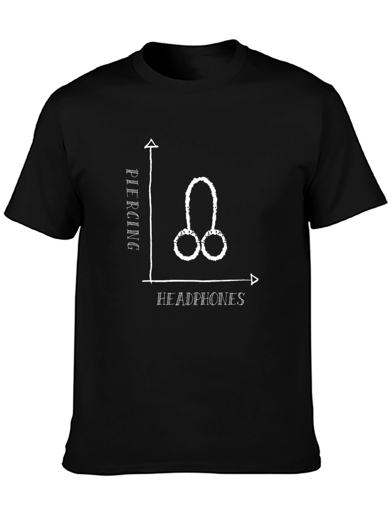 Humorous Piercing vs Headphones Graphic Tee