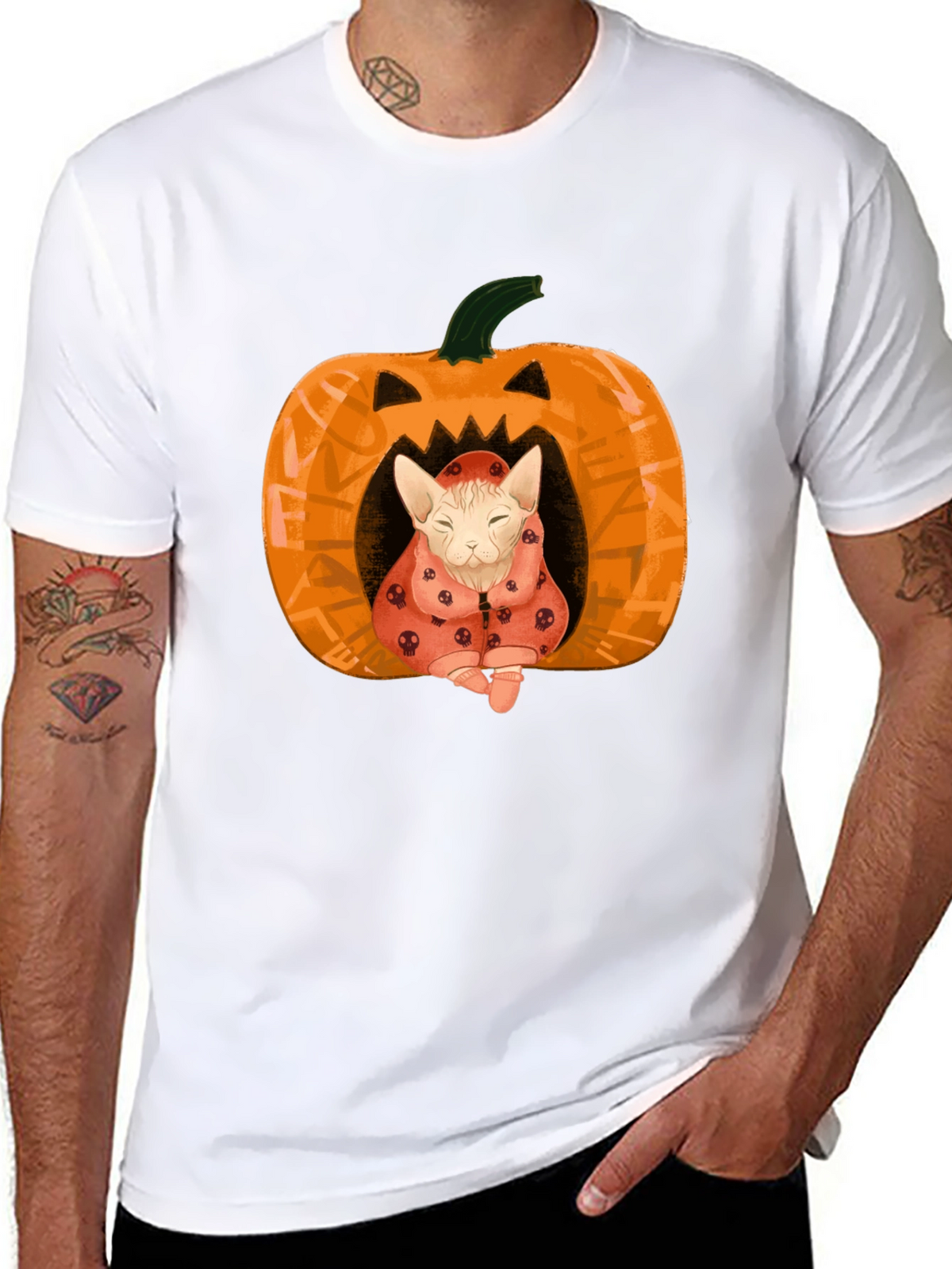 Halloween Cat Pumpkin T-Shirt - Spooky Cute!
