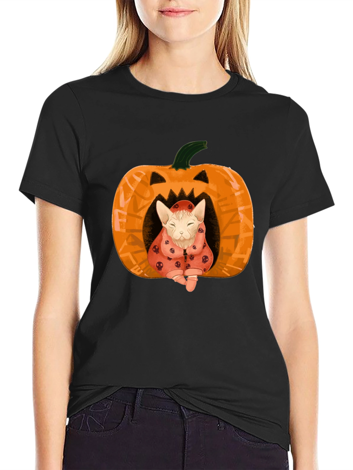 Halloween Cat Pumpkin T-Shirt - Spooky Cute!