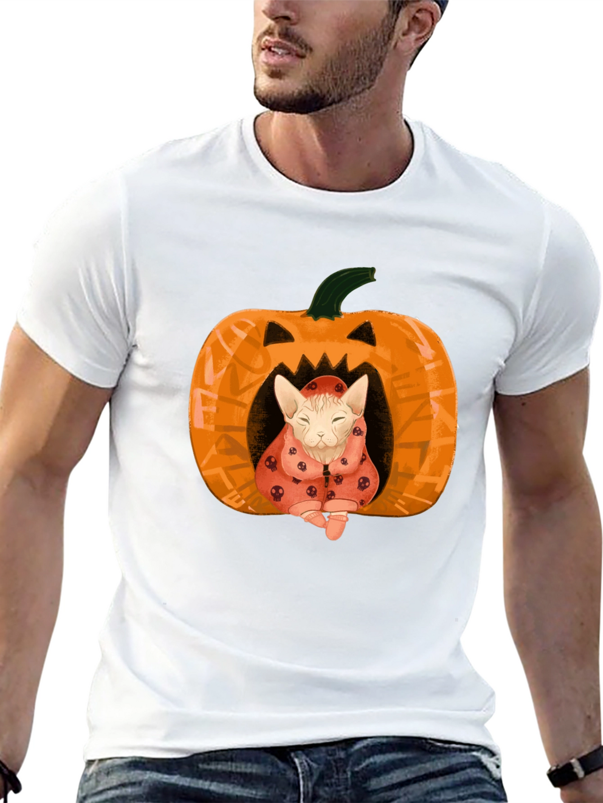 Halloween Cat Pumpkin T-Shirt - Spooky Cute!