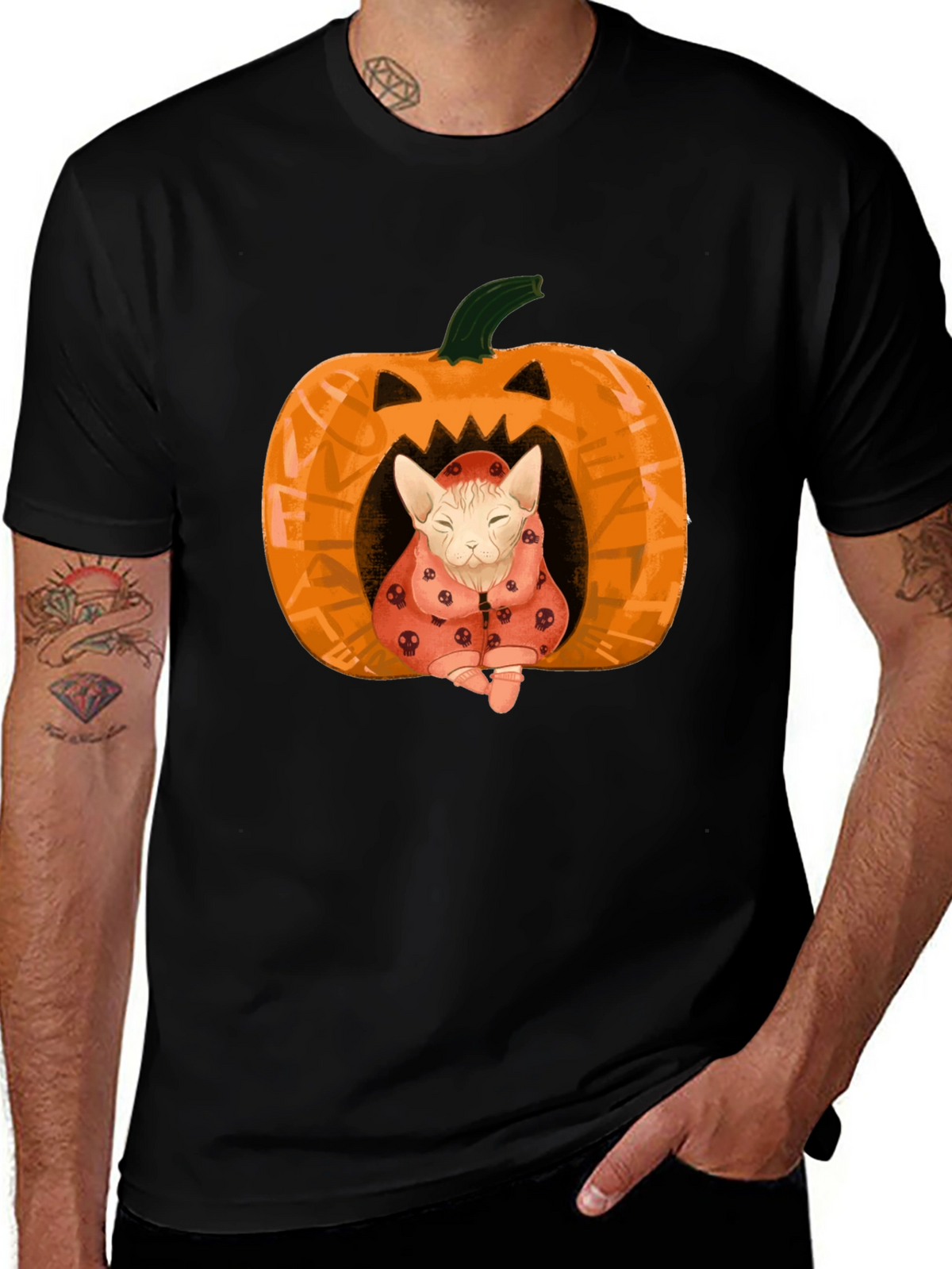 Halloween Cat Pumpkin T-Shirt - Spooky Cute!