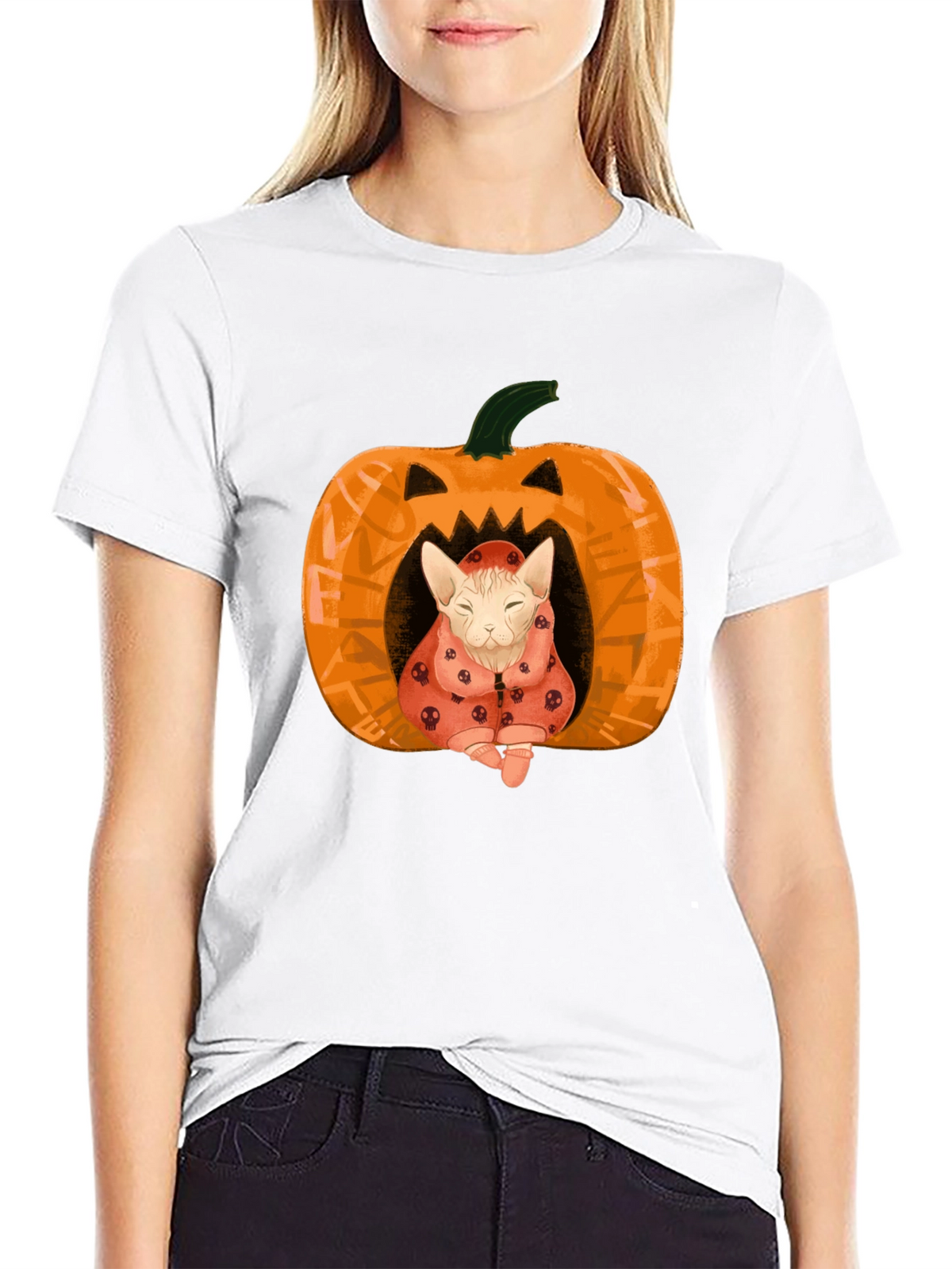 Halloween Cat Pumpkin T-Shirt - Spooky Cute!
