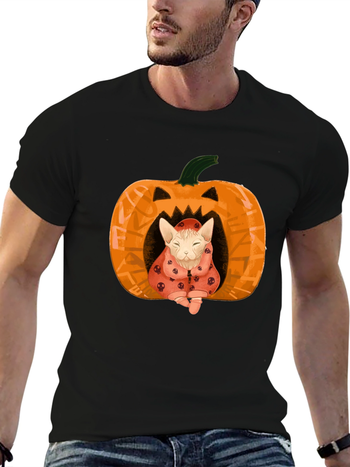 Halloween Cat Pumpkin T-Shirt - Spooky Cute!