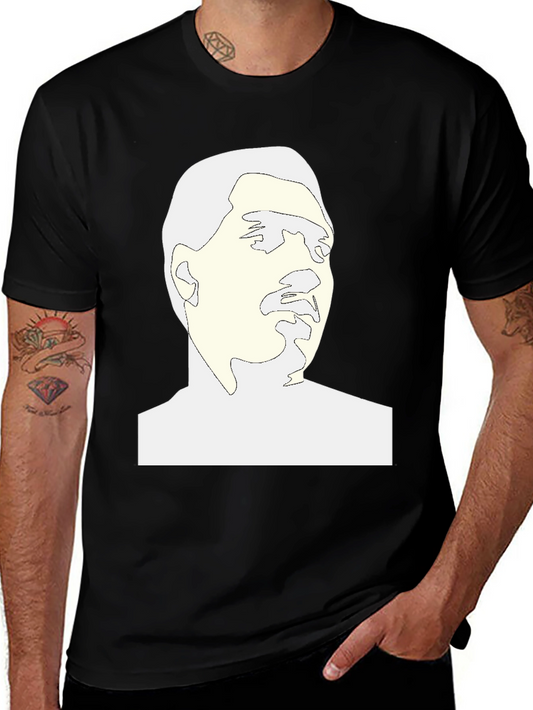 Abstract Face Graphic Tee - Black Cotton Blend