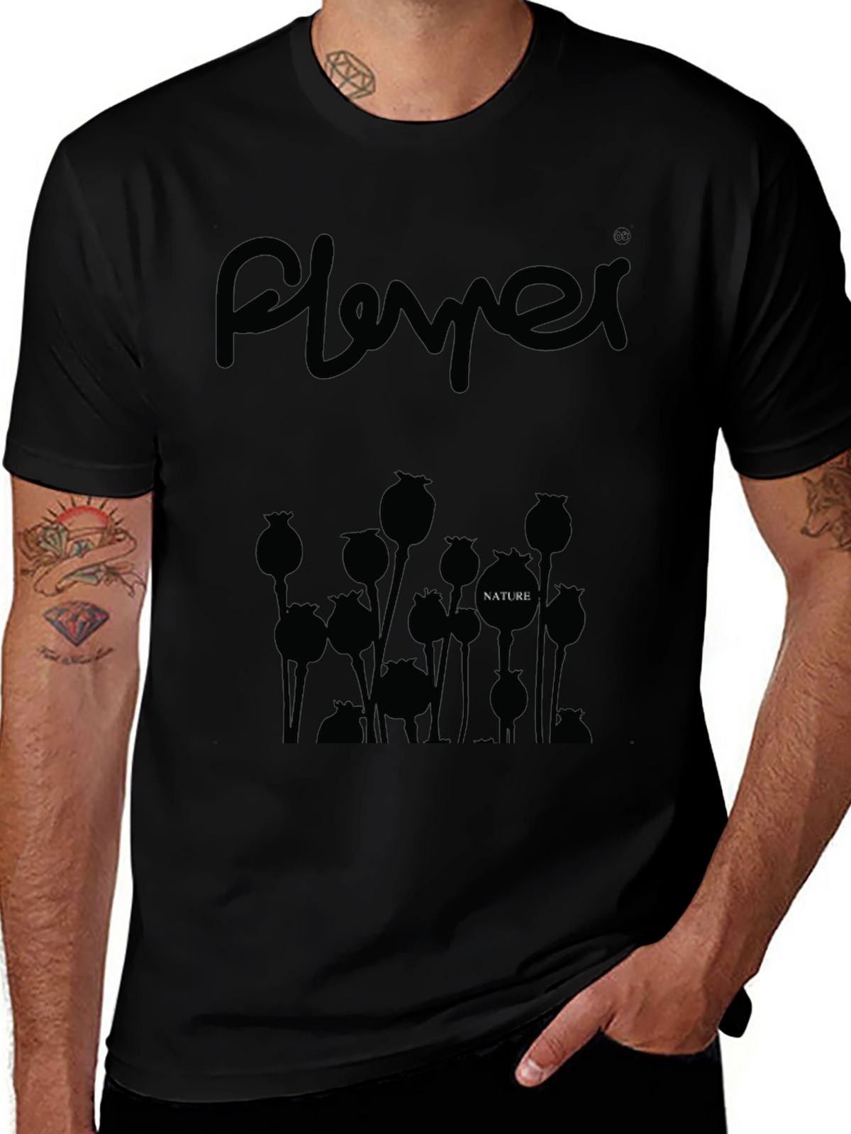 Nature Poppy Graphic Tee - Unisex Black T-Shirt