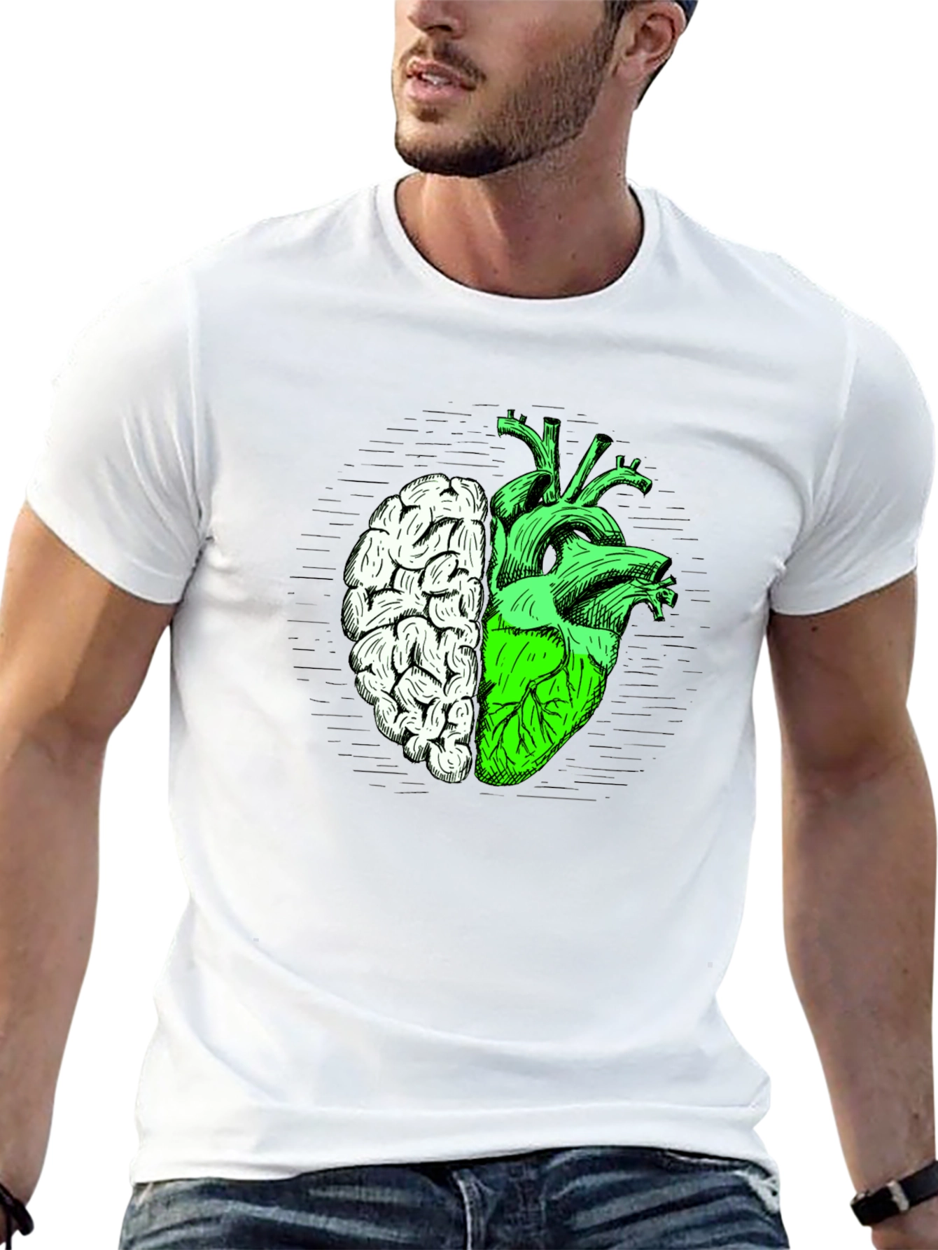 Brain Heart Graphic Tee - Mens Black T-Shirt